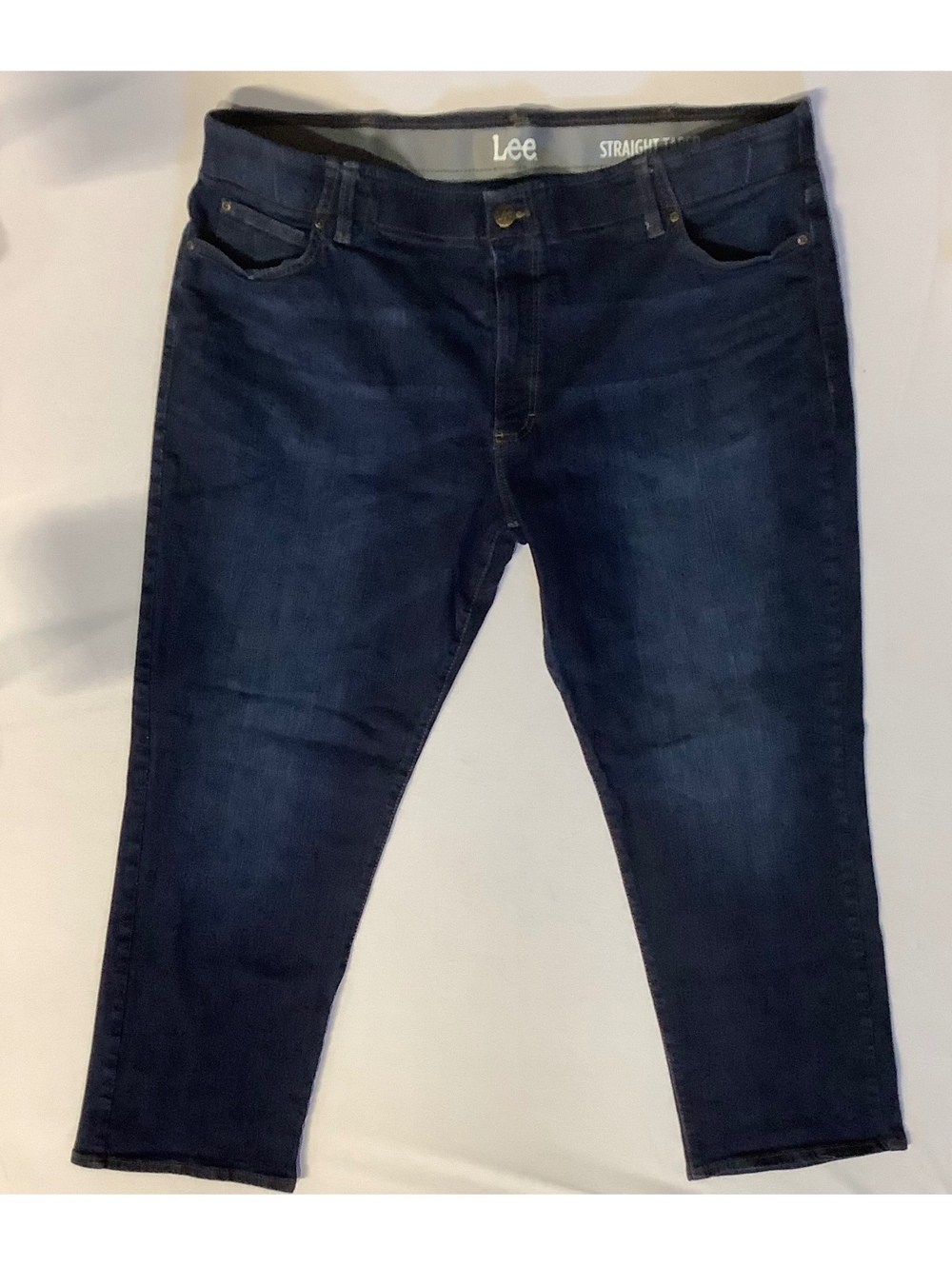 Ladies Lee Straight Taper Dark Blue Denim Jeans Size 44x30